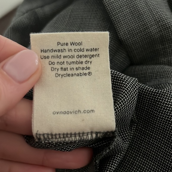 Ovna Ovich Kahlo Puff Sleeve Button Down Midi Dress in Slate Italian Wool - Picture 8 of 8